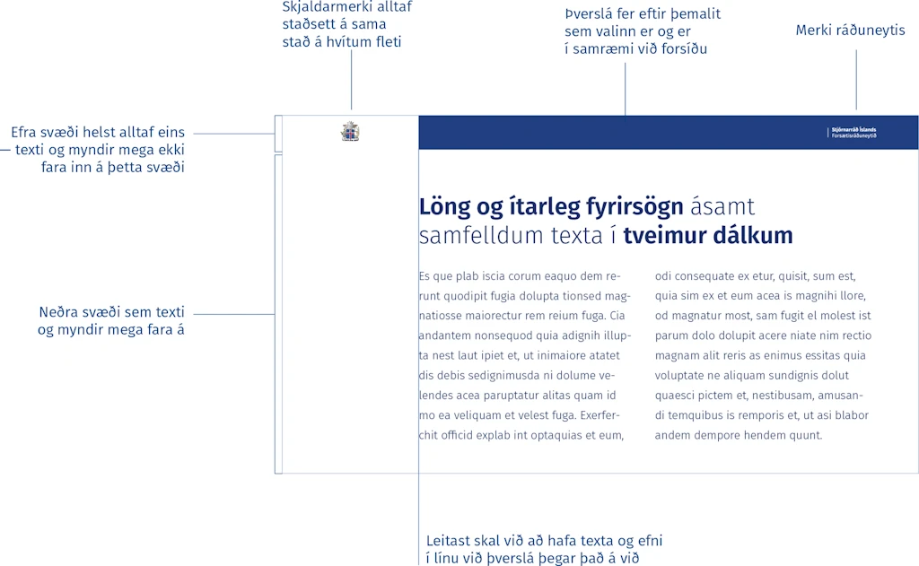 Mynd sýnir uppsetningu á glærum, grunngildin