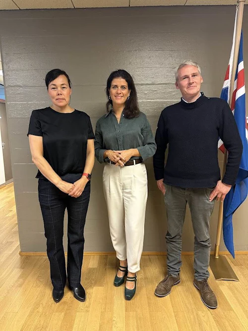 Þórdís Kolbrún ásamt Vivian Motzfeldt utanríkisráðherra Grænlands og Høgna Hoydal utanríkisráðherra Færeyja.