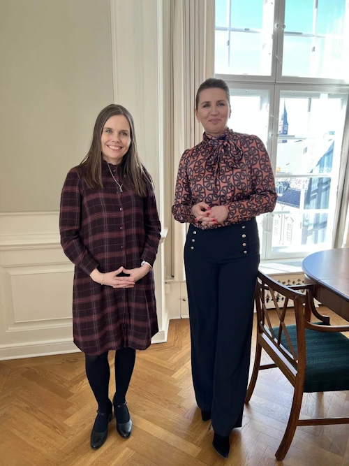 Katrín Jakobsdóttir forsætisráðherra og Mette Frederiksen, forsætisráðherra Danmerkur