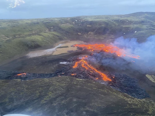 Aerial view of the eruption earlier this morning