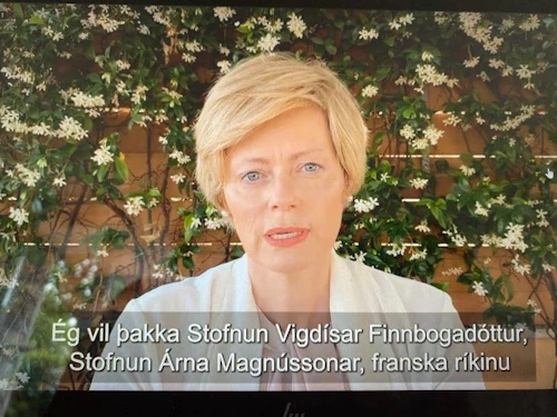 Unnur Orradóttir-Ramette, Ambassadrice d'Islande, lors de la cérémonie d'ouverture du dictionnaire Lexía