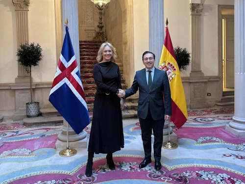 Þorgerður Katrín Gunnarsdóttir, Icelandic Minister for Foreign Affairs, and José Manuel Albares Bueno, Spanish Minister of Foreign Affairs, European Union, and Development Cooperation.