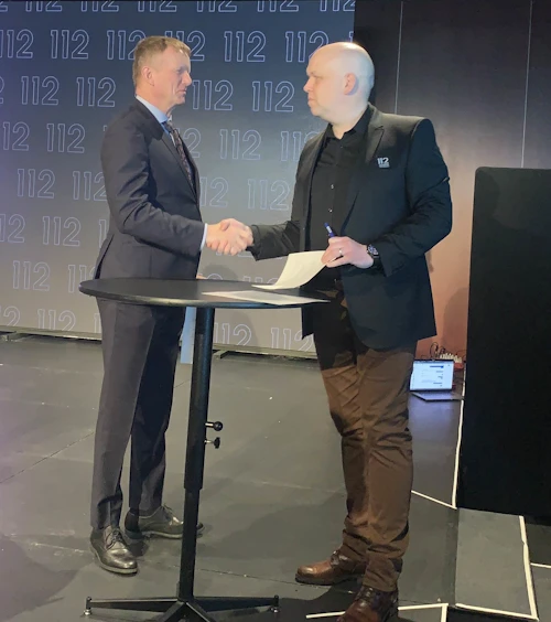 Haukur Guðmundsson, ráðuneytisstjóri og Jón Svanberg Hjartarson, framkvæmdastjór Neyðarlínunnar
