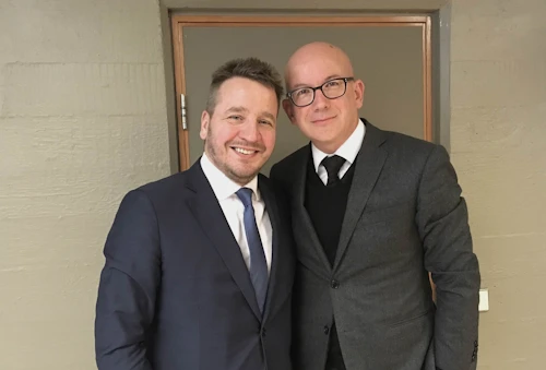 Guðlaugur Þór Þórðarson utanríkisráðherra og Yves Daccord framkvæmdastjóri Alþjóðaráðs Rauða krossins. Ljósmynd: gunnisal