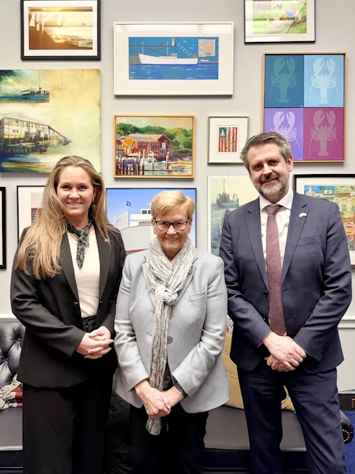 Martin Eyjólfsson with Svanhildur Hólm Valsdóttir, Iceland´s Ambassador in the US, with Congresswoman Chellie Pingree, who heads the Iceland Caucus in the House of Representatives.