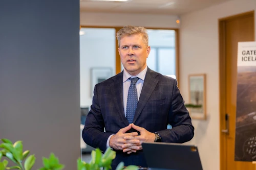 Bjarni Benediktsson flutti ávarp þegar áætlun Kadeco var kynnt. 