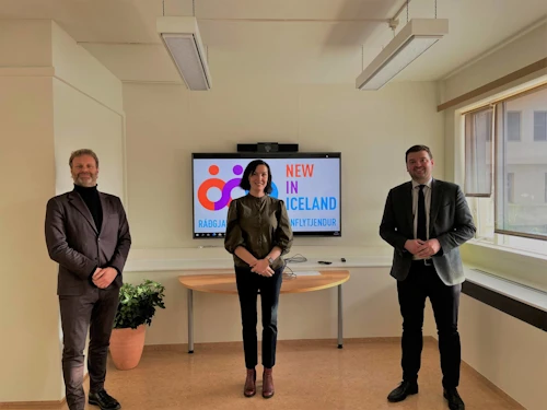 Kolbeinn Óttarsson Proppé, Joanna Marcinkowska og Ásmundur Einar Daðason við opnun Ráðgjafastofunnar í febrúar. 