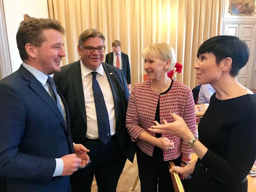 Guðlaugur Þór Þórðarson utanríkisráðherra ásamt Timo Soini, Margot Wallström og Ine Marie Eriksen Søreide, utanríkisráðherrum Finnlands, Svíþjóðar og Noregs