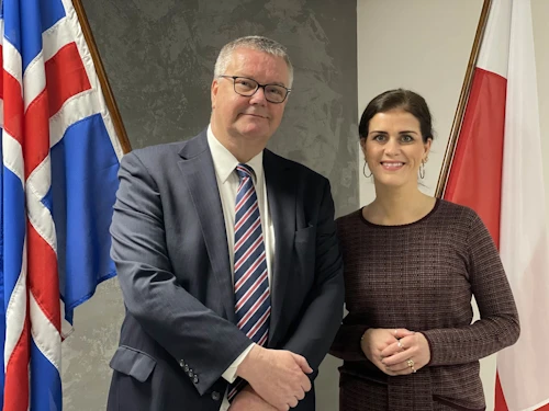 Ambassador Hannes Heimisson and Thórdís Kolbrún Reykfjörð Gylfadóttir, Minister for Foreign Affairs