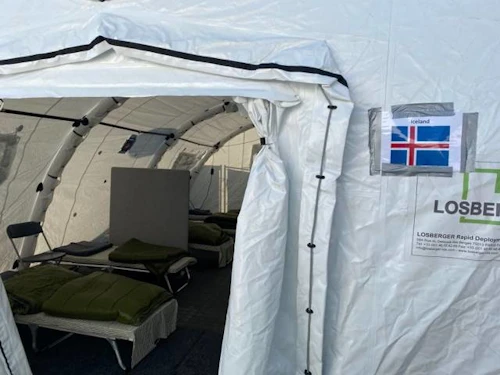Frá móttökutjaldi á Kastrup-flugvelli um helgina. 