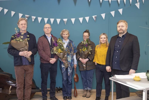 Ráðherra ásamt fulltrúum þeirra verkefna sem fengu langtímasamning fyrir innviðaverkefni og Guðmundur Birgir Halldórsson fulltrúi úthlutunarnefndar   