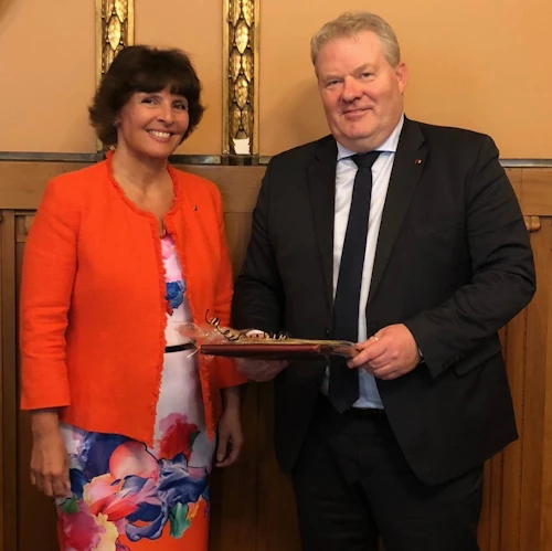 Anne Berner, samgönguráðherra Finnlands, og Sigurður Ingi Jóhannsson, samgöngu- og sveitarstjórnarráðherra, á fundinum í morgun.