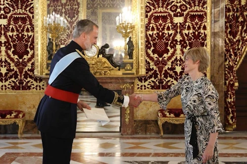 Felipe VI. Spánarkonungur og Unnur Orradóttir Ramette, sendiherra Íslands á Spáni