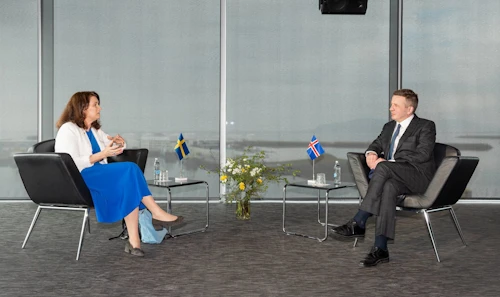 The Swedish Foreign Minister Ann Linde and Guðlaugur Thór Thórdarson, Minister for Foreign Affairs and International Development Cooperation, at their meeting today.
