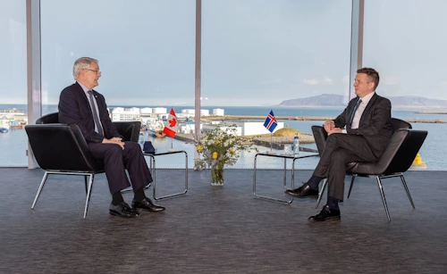 The Canadian Foreign Minister Marc Garneau and Guðlaugur Thór Thórdarson, Minister for Foreign Affairs and International Development Cooperation, at their meeting today.