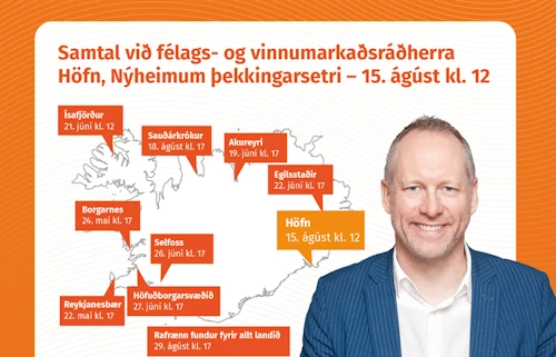 Verið öll hjartanlega velkomin á opinn fund á Höfn í Hornafirði á þriðjudag kl. 12:00.
