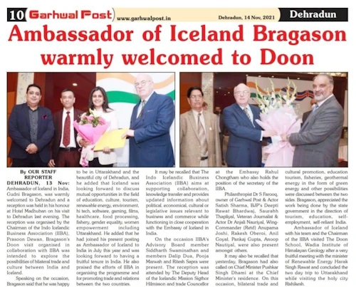 Ambassador Bragason and the team from the Embassy and IIBA at Doon School, Dehradun