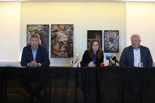 Frá blaðamannafundi ríkisstjórnarinnar í Reykjanesbæ