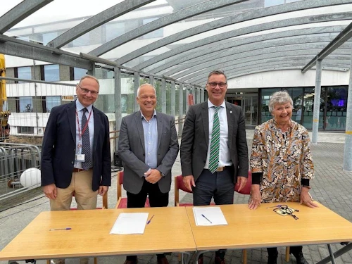 Runólfur Pálsson, forstjóri Landspítala, Karl Andreassen, forstjóri Ístaks, Willum Þór Þórsson, heilbrigðisráðherra og Guðrún Pétursdóttir, formaður Hollvina Grensásdeildar