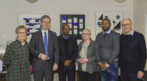 Aladje Baldé rektor Jean Piaget háskólans í Bissá heimsótti Háskóla Íslands á dögunum og átti meðal annars fund með rektor og aðstoðarrektor vísinda/ Ljósmynd:HÍ