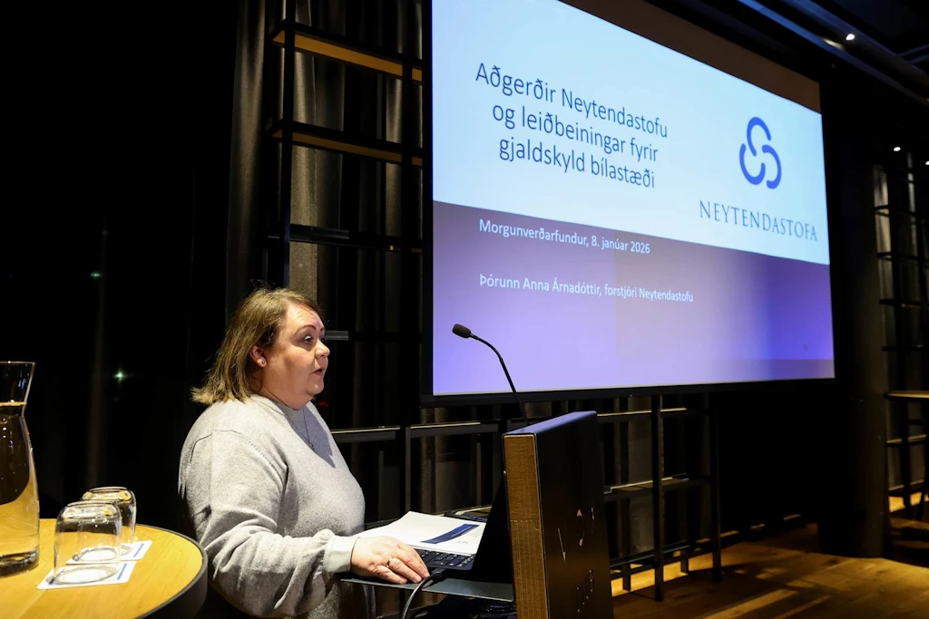 Þórunn Anna Árnadóttir forstjóri fór yfir aðgerðir Neytendastofu og leiðbeiningar fyrir gjaldskyld bílastæði.