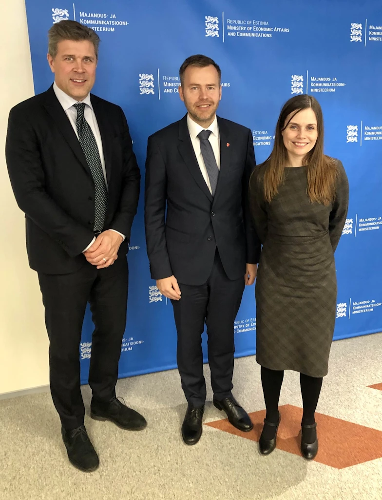 Bjarni Benediktsson, fjármála- og efnahagsráðherra, Rene Tammist, upplýsingatækniráðherra Eistlands og Katrín Jakobsdóttir, forsætisráðherra Íslands